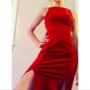 red cut-out dress